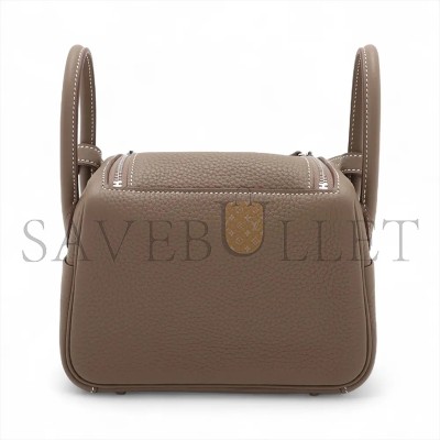 HERMÈS MINI LINDY IITAURILLON CLEMENCE ETOUPE SILVER METAL FITTINGS (19*13*9.5cm) 